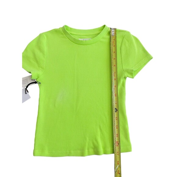 Aritzia TNA Small Cropped Short Sleeve Top Lime Green Size Small NWT - Picture 3 of 6